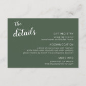 Rustic Green Minimalist Script Calligraphy Wedding Informatiekaartje (Voorkant)
