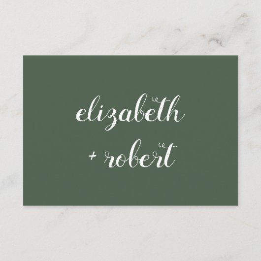 Rustic Green Minimalist Script Calligraphy Wedding Informatiekaartje (Achterkant)