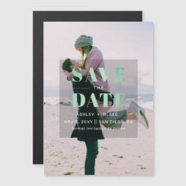 Rustic Green Modern Minimalist Photo Save the Date Magnetische Uitnodiging