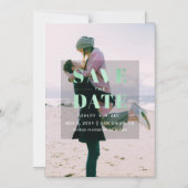Rustic Green Modern Minimalist Photo Save the Date Magnetische Uitnodiging (Voorkant)