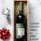 Rustic Green Monogram FROSTY ❄️ Snowy Vibe Wijn Etiket