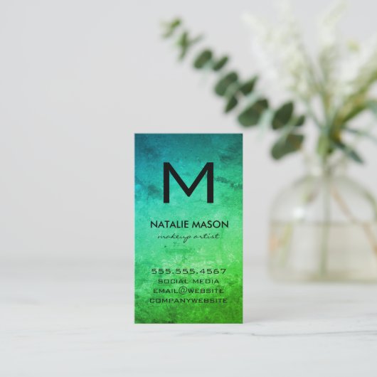 Rustic Green Monogram Visitekaartje (Staand voorkant)