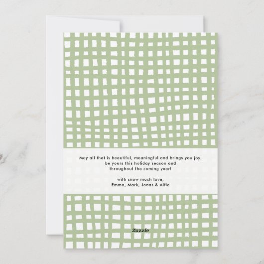 Rustic Green Monogram Vrolijk Kerstfeest 2 Foto Feestdagenkaart (Achterkant)