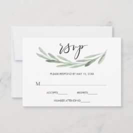 Rustic Green Olive Branch Simple Wedding RSVP
