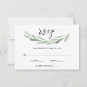 Rustic Green Olive Branch Simple Wedding RSVP (Voorkant)