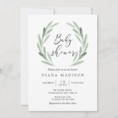 Rustic Green Olive Branch Wreated Baby shower Kaart (Voorkant)