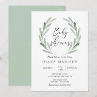 Rustic Green Olive Branch Wreated Baby shower