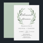Rustic Green Olive Branch Wreatsal Dinner Kaart<br><div class="desc">Eenvoudige en bijtende repetitie binnenste uitnodigingskaart met florale illustratie van de waterverf met groene olijftak. Dit is perfect voor lente-,  zomer- en strandevenementen. Klik hierboven op de knop 'Aanpassen' voor een geavanceerdere aanpassing van dit ontwerp. Overeenkomende objecten zijn ook beschikbaar</div>