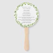 Rustic Green Olive Wreath Wedding Programme Handwaaier (Achterkant)