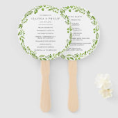 Rustic Green Olive Wreath Wedding Programme Handwaaier (Voorkant en achterkant)