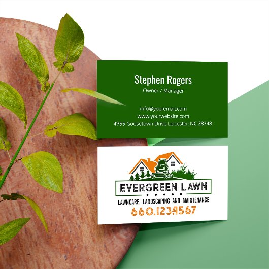 Rustic Green Orange Landschapsdienst Visitekaartje