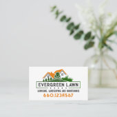 Rustic Green Orange Landschapsdienst Visitekaartje (Staand voorkant)