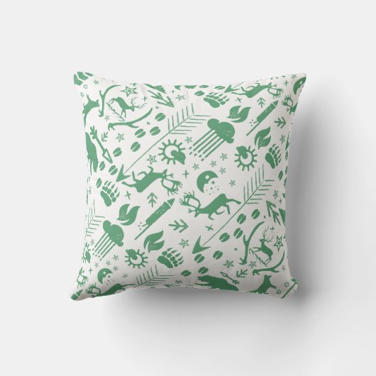 Rustic Green Owl Beer Deer Fox Woodland Pattern Kussen (Achterkant)