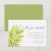 RUSTIC GREEN PALM LEAF FOLIAGE WEDDING DETAIL KAART (Voorkant / Achterkant)