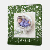 Rustic Green Photo Ornament met Greenery (Links)