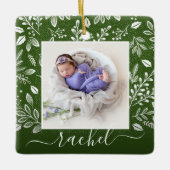 Rustic Green Photo Ornament met Greenery (Voorkant)