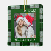 Rustic Green Photo Pset-kerstversier Keramisch Ornament (Links)