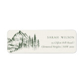 Rustic Green Pine Bossen Mountain Sketch Adres Etiket (Voorkant)