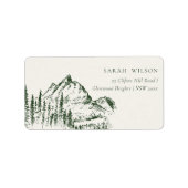 Rustic Green Pine Bossen Mountain Sketch Adres Etiket (Voorkant)
