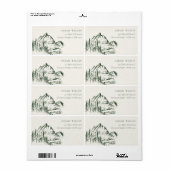 Rustic Green Pine Bossen Mountain Sketch Adres Etiket (Full Sheet)