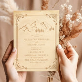 Rustic Green Pine Bossen Mountain Sketch Wedding Kaart