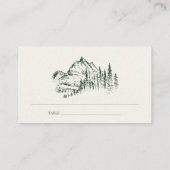 Rustic Green Pine Bossen Mountain Sketch Wedding Plaatskaartje (Achterkant)