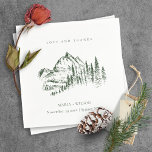 Rustic Green Pine Bossen Mountain Sketch Wedding Servet<br><div class="desc">Neem contact met mij op via yellowfebstudio@gmail.com voor meer aanpassingen of andere overeenkomende objecten.</div>