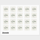 Rustic Green Pine Bossen Mountain Sketch Wedding Vierkante Sticker (Vel)