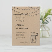 Rustic Green Pine Branch Wedding Invitation Kaart (Staand voorkant)
