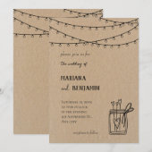 Rustic Green Pine Branch Wedding Invitation Kaart (Voorkant / Achterkant)