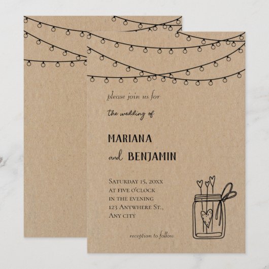 Rustic Green Pine Branch Wedding Invitation Kaart (Voorkant / Achterkant)