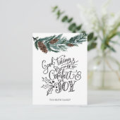 Rustic Green Pine cone Good Tidings of Comfort Joy Briefkaart (Staand voorkant)