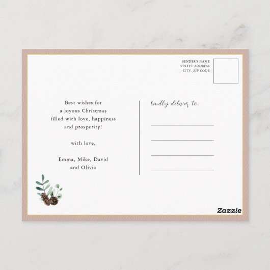 Rustic Green Pine cone Good Tidings of Comfort Joy Briefkaart (Achterkant)