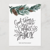 Rustic Green Pine cone Good Tidings of Comfort Joy Briefkaart (Voorkant)