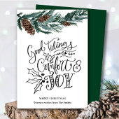 Rustic Green Pine cone Good Tidings of Comfort Joy Feestdagenkaart
