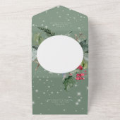 Rustic Green Pine & Holly Winter Sparkle Details All In One Uitnodiging (Buitenkant)
