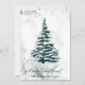 Rustic Green Pine Modern Script MERRY ALLES Feestdagenkaart (Voorkant)
