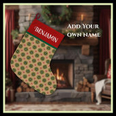 Rustic Green Pine Needles and Red Lace Grote Kerstsok