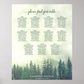 Rustic Green Pine Trees 11 Table Seating Chart Poster (Voorkant)