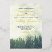 Rustic Green Pine Trees Elegant Wedding  Folie Uitnodiging (Voorkant)