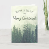 Rustic Green Pine Trees Merry kerstfoto Feestdagen Kaart (Voorkant)