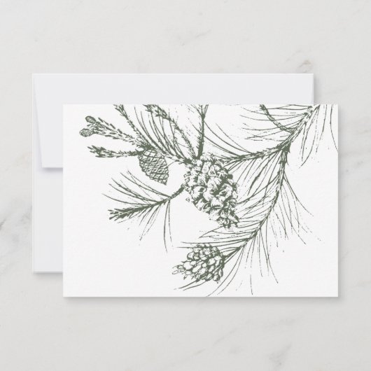 Rustic Green Pine Wedding Details RSVP Kaartje (Achterkant)