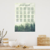Rustic Green Pines 20 Table Wedding Seating Chart Poster (Keuken)