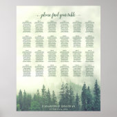 Rustic Green Pines 24 Table Wedding Seating Chart Poster (Voorkant)