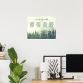 Rustic Green Pines 4 Table Wedding Seating Chart Poster (Thuiskantoor)