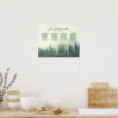 Rustic Green Pines 4 Table Wedding Seating Chart Poster (Keuken)