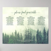 Rustic Green Pines 4 Table Wedding Seating Chart Poster (Voorkant)