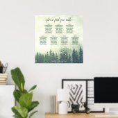 Rustic Green Pines 7 Table Wedding Seating Chart Poster (Thuiskantoor)