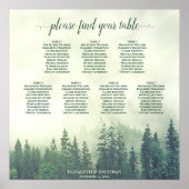 Rustic Green Pines 7 Table Wedding Seating Chart Poster (Voorkant)