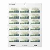 Rustic Green Pines Foggy Mountains Weddenschap Etiket (Full Sheet)